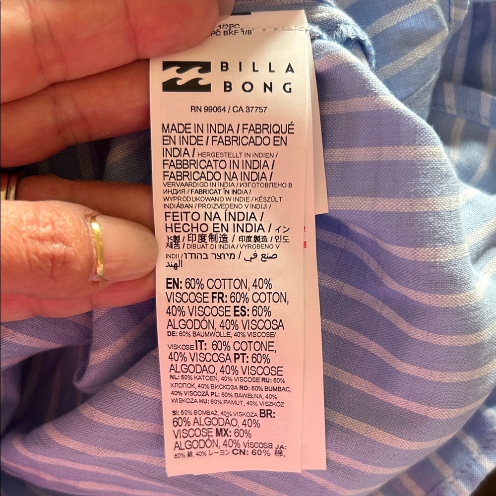 Billabong Light Blue Striped Mini Dress - Picture 9 of 9